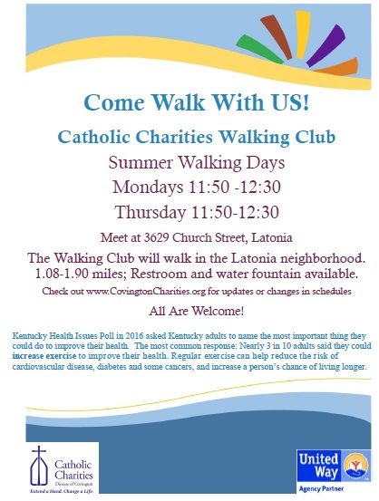 summer walking club catholic charities diocese of covington walking club flyer