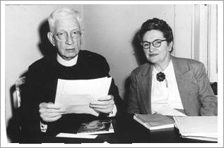 1948 - Monsignor Edward Klosterman, Director and Mary Moser, first agency social worker
